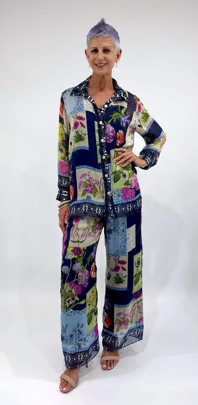 La Strada Patchwork Silk Shirt LSS24-418