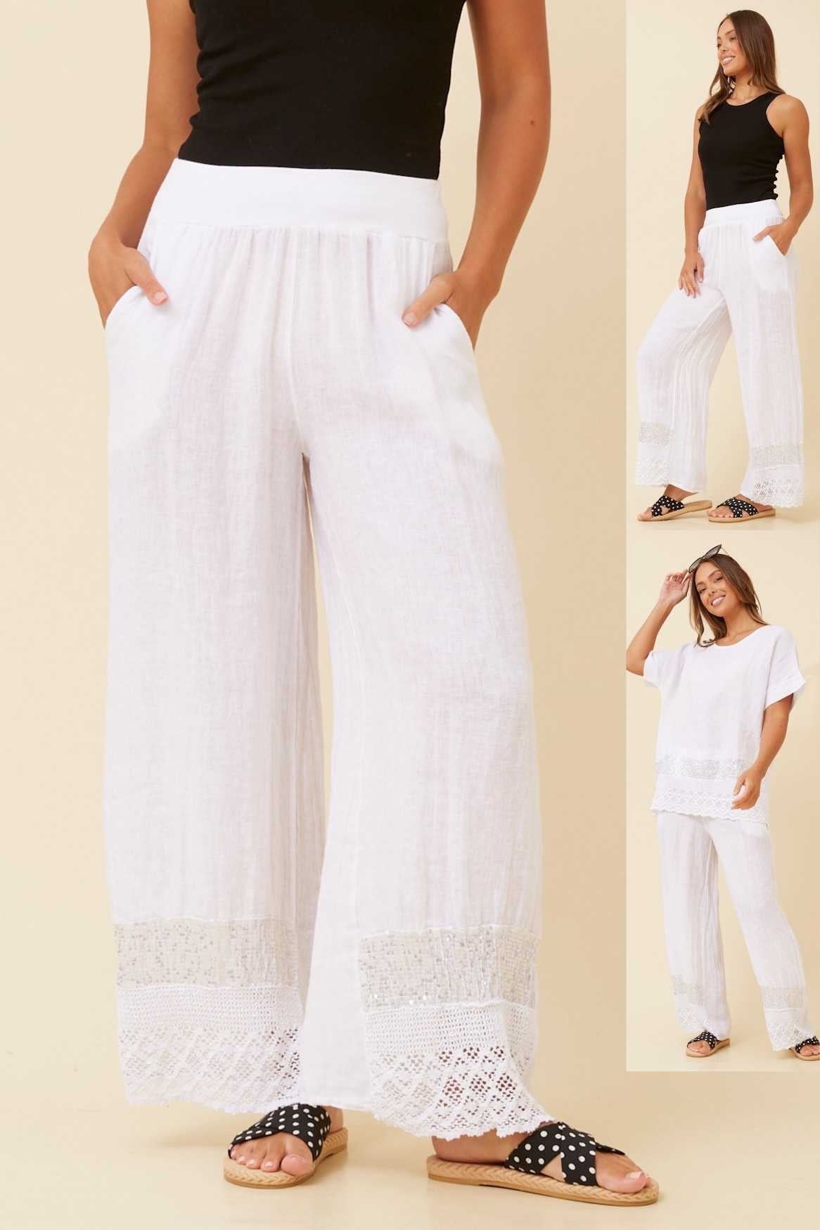 Bottega Moda Linen Detail Pant P523133