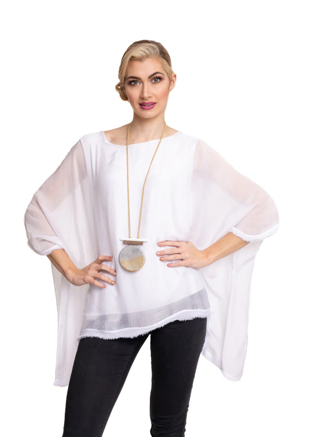 Imagine Emiliana Frayed Silk Top 10IM3028