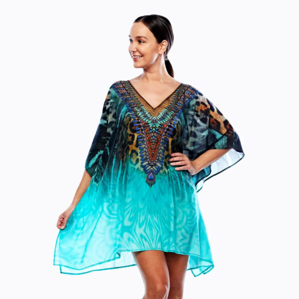 Claire Powell Kaftan Short Cover Up Dress