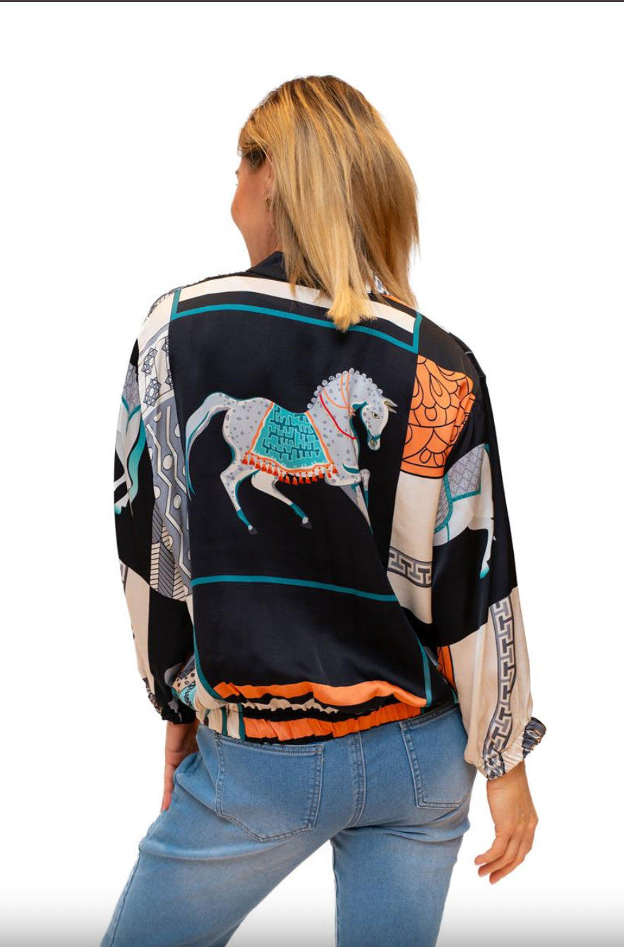 Italian Closet Helen of Troy Silk Bomber Jacket 6612B