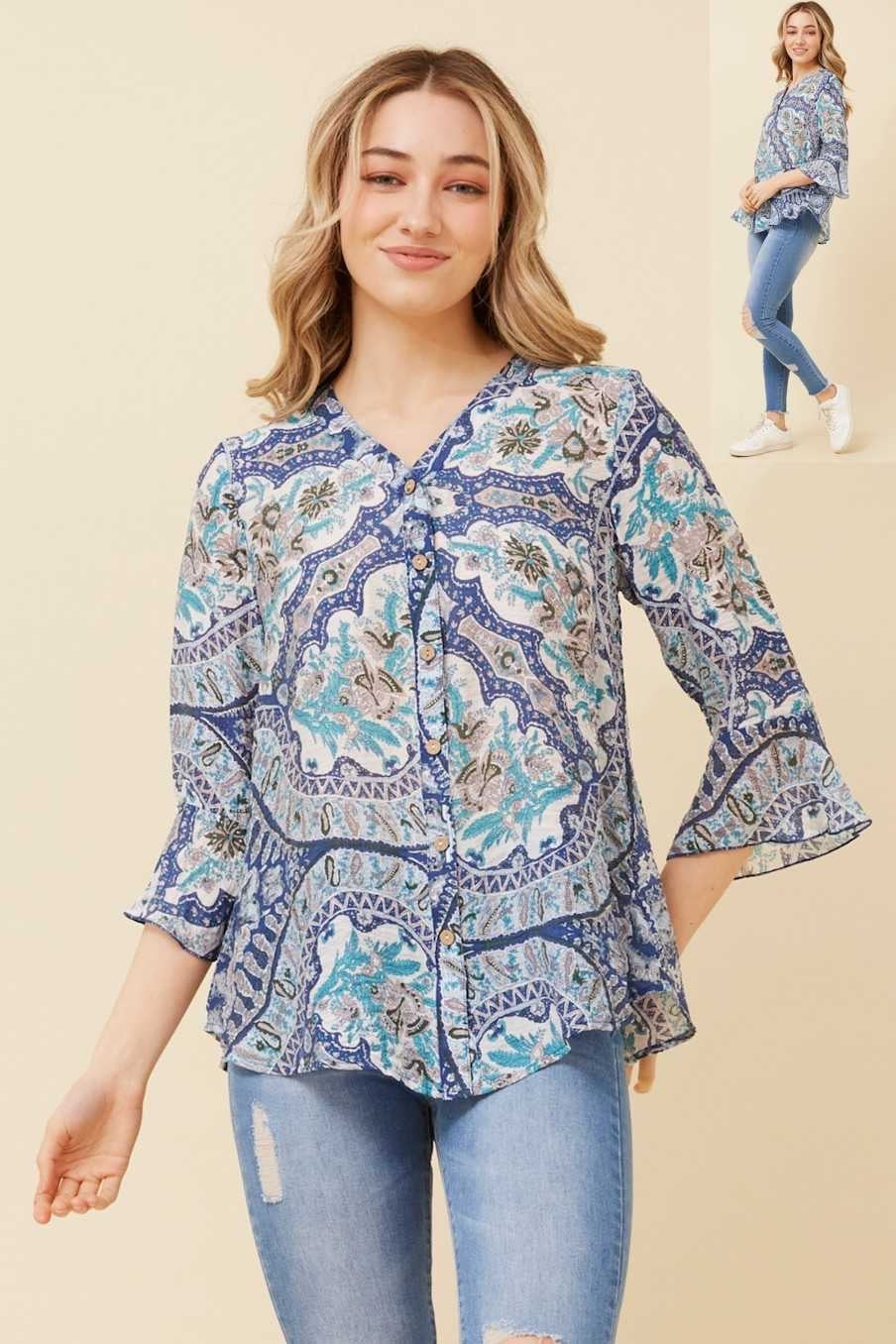 Caroline Morgan 3/4 sleeve Top T519949