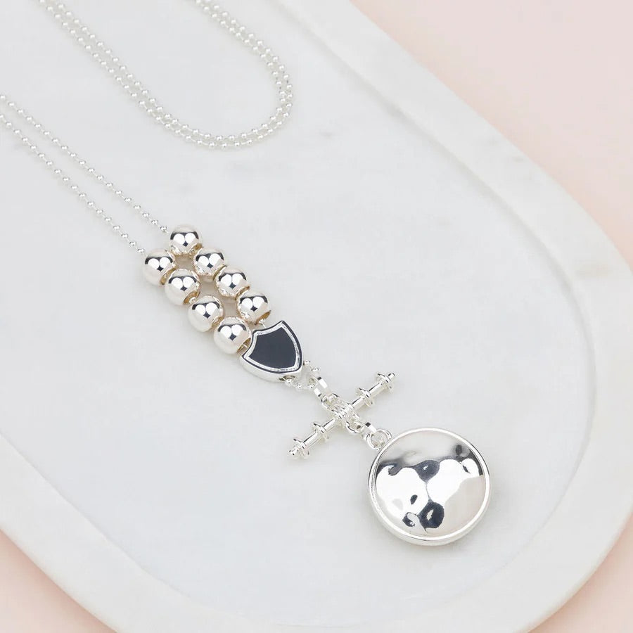 LillyCo TBar Disc & Bead Necklace L1835