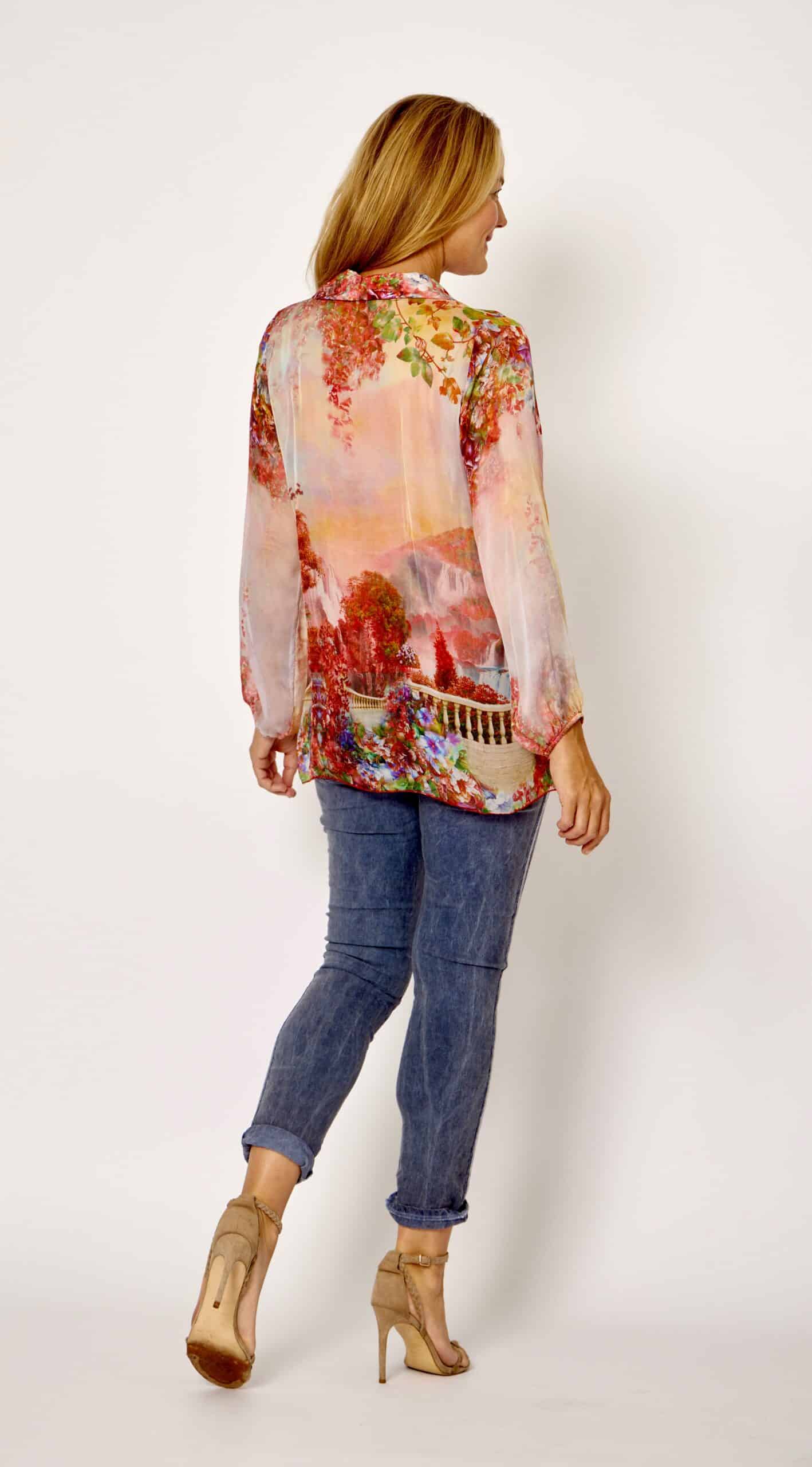 La Strada Patchwork Silk Shirt LSS24-418