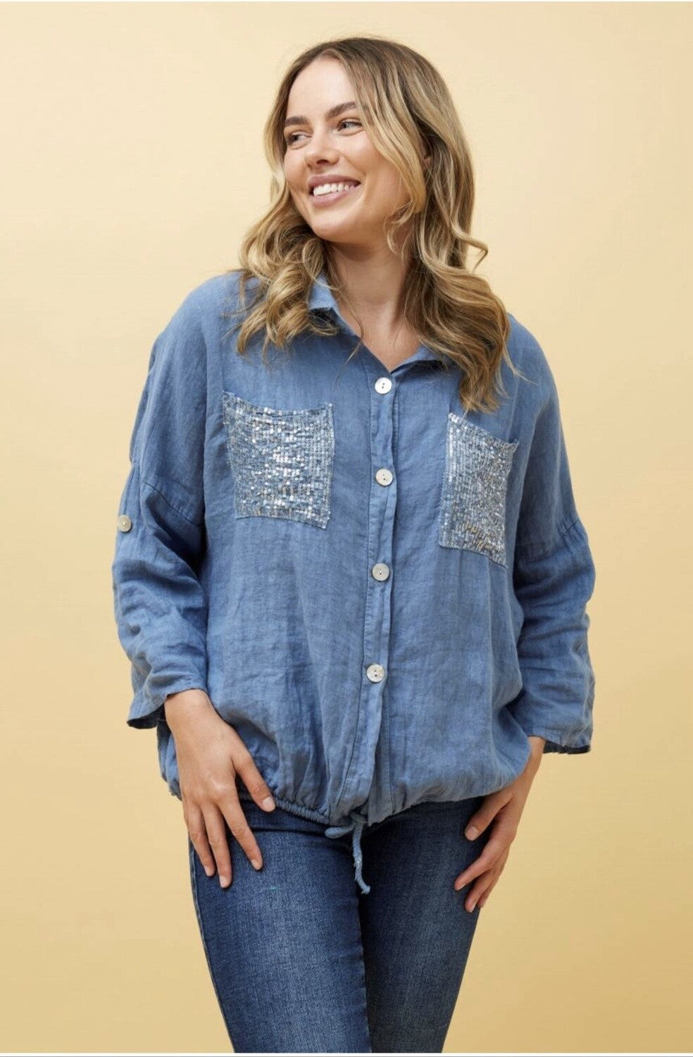 Bottega Moda sequin pocket shirt T516617