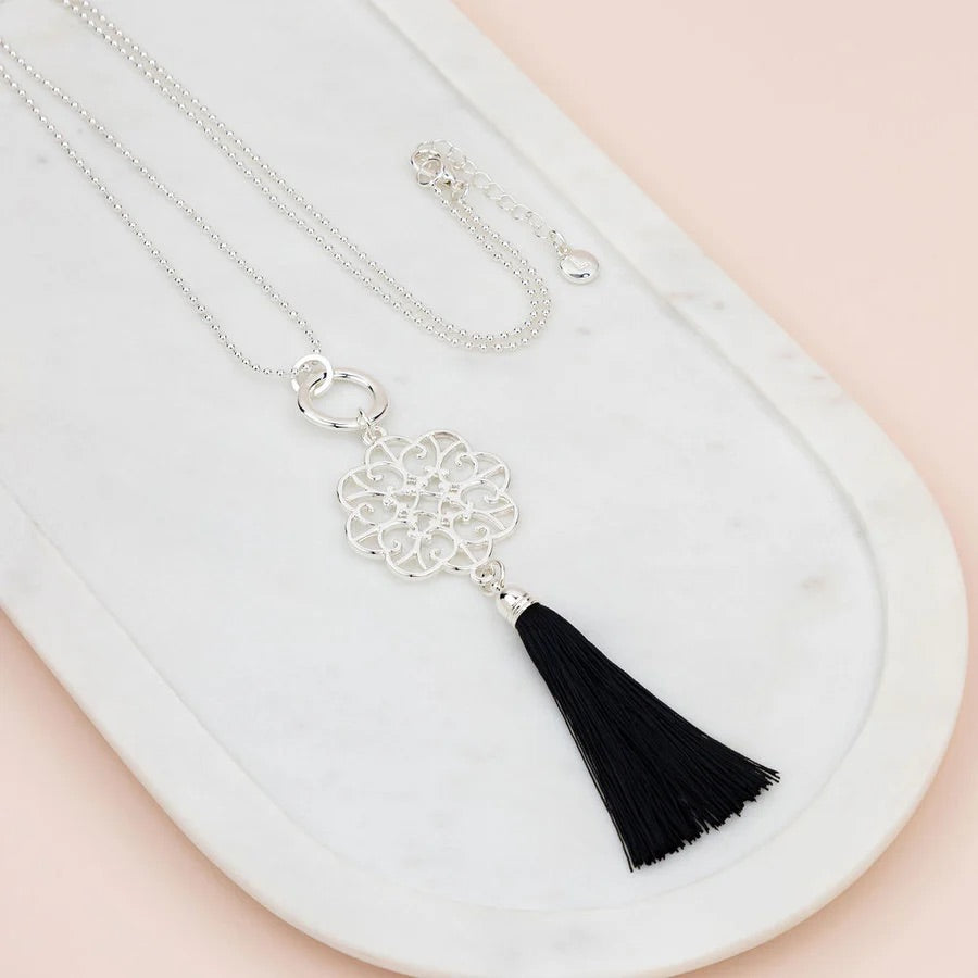 LillyCo Scroll Tassel Long Necklace L1839