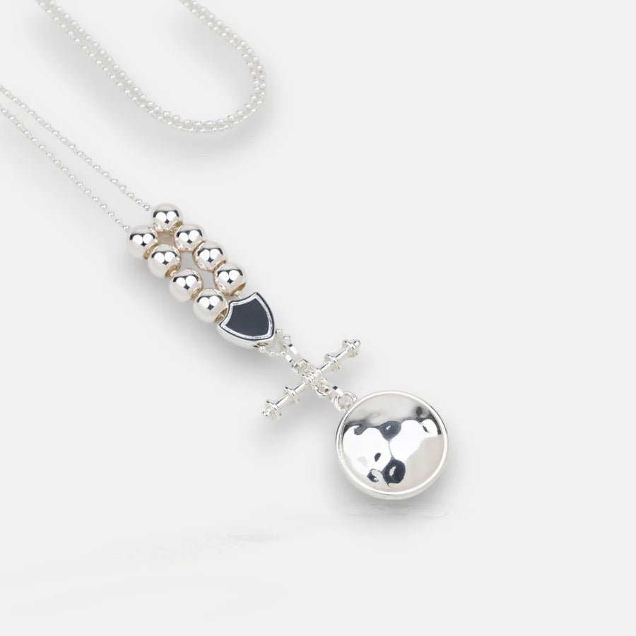 LillyCo TBar Disc & Bead Necklace L1835