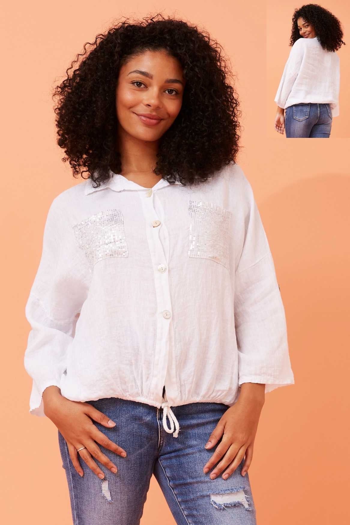 Bottega Moda sequin pocket shirt T516617