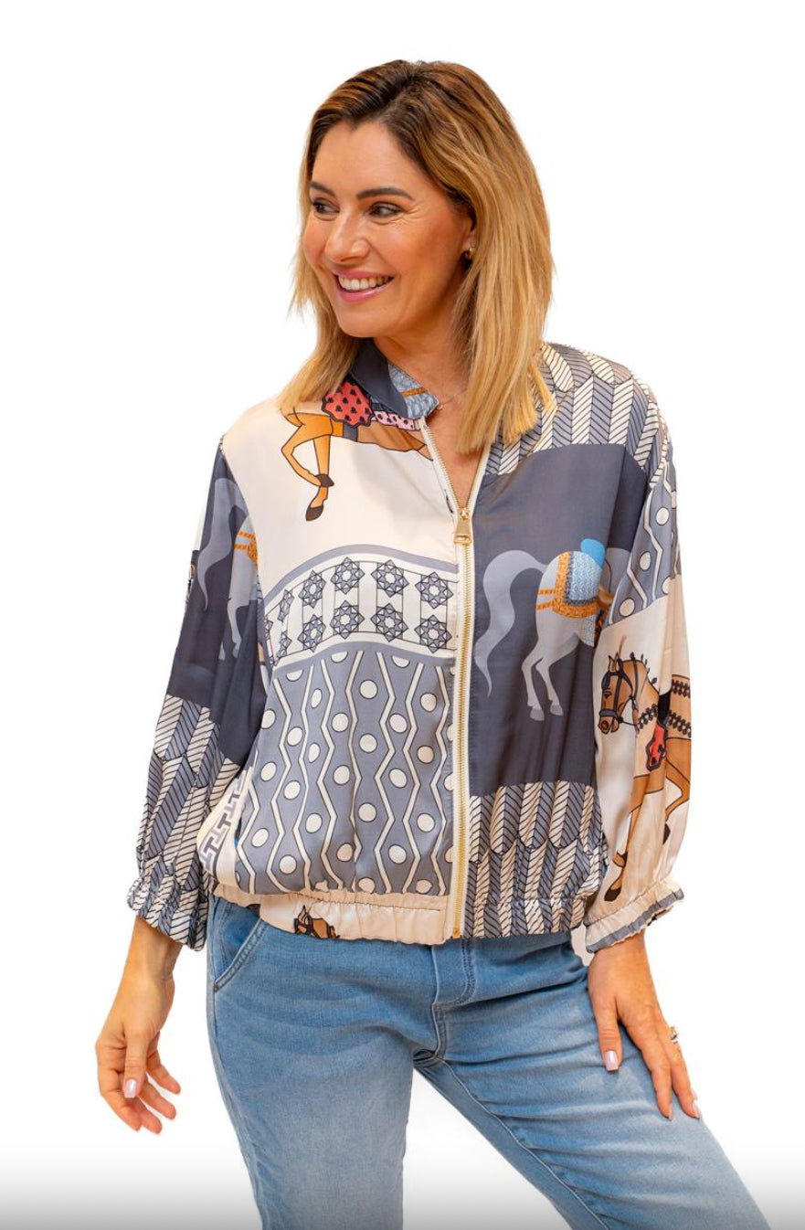 Italian Closet Helen of Troy Silk Bomber Jacket 6612B