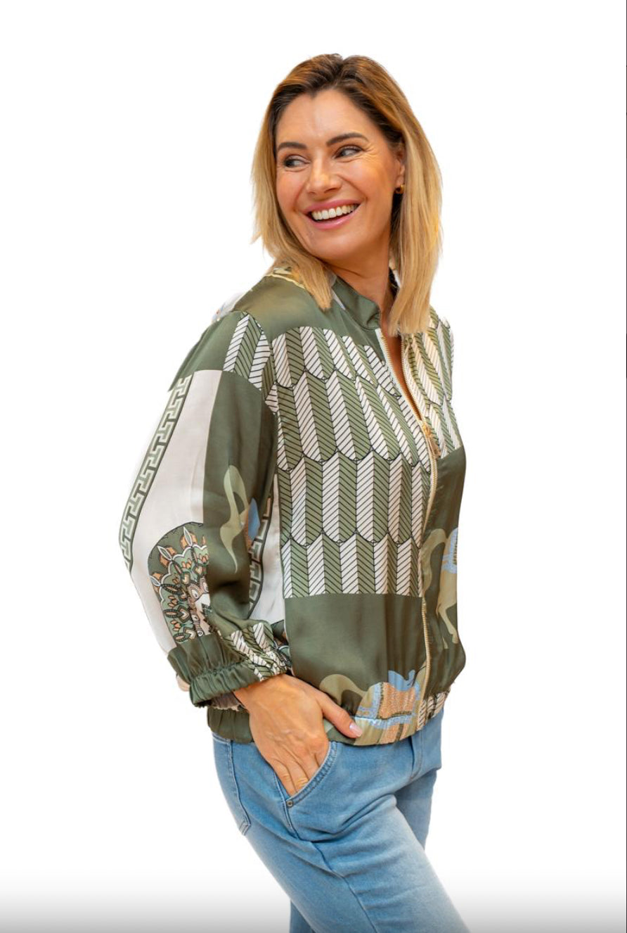 Italian Closet Helen of Troy Silk Bomber Jacket 6612B