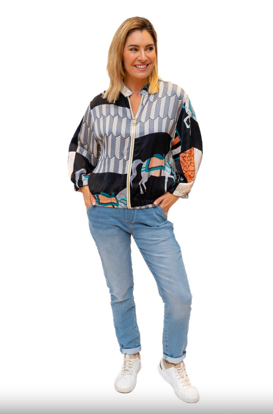 Italian Closet Helen of Troy Silk Bomber Jacket 6612B