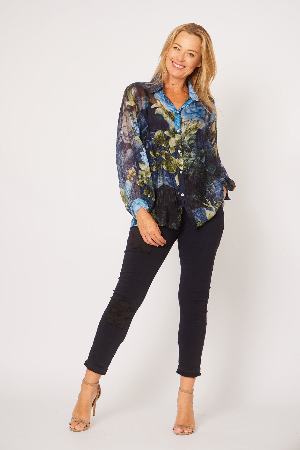 La Strada Patchwork Silk Shirt LSS24-418