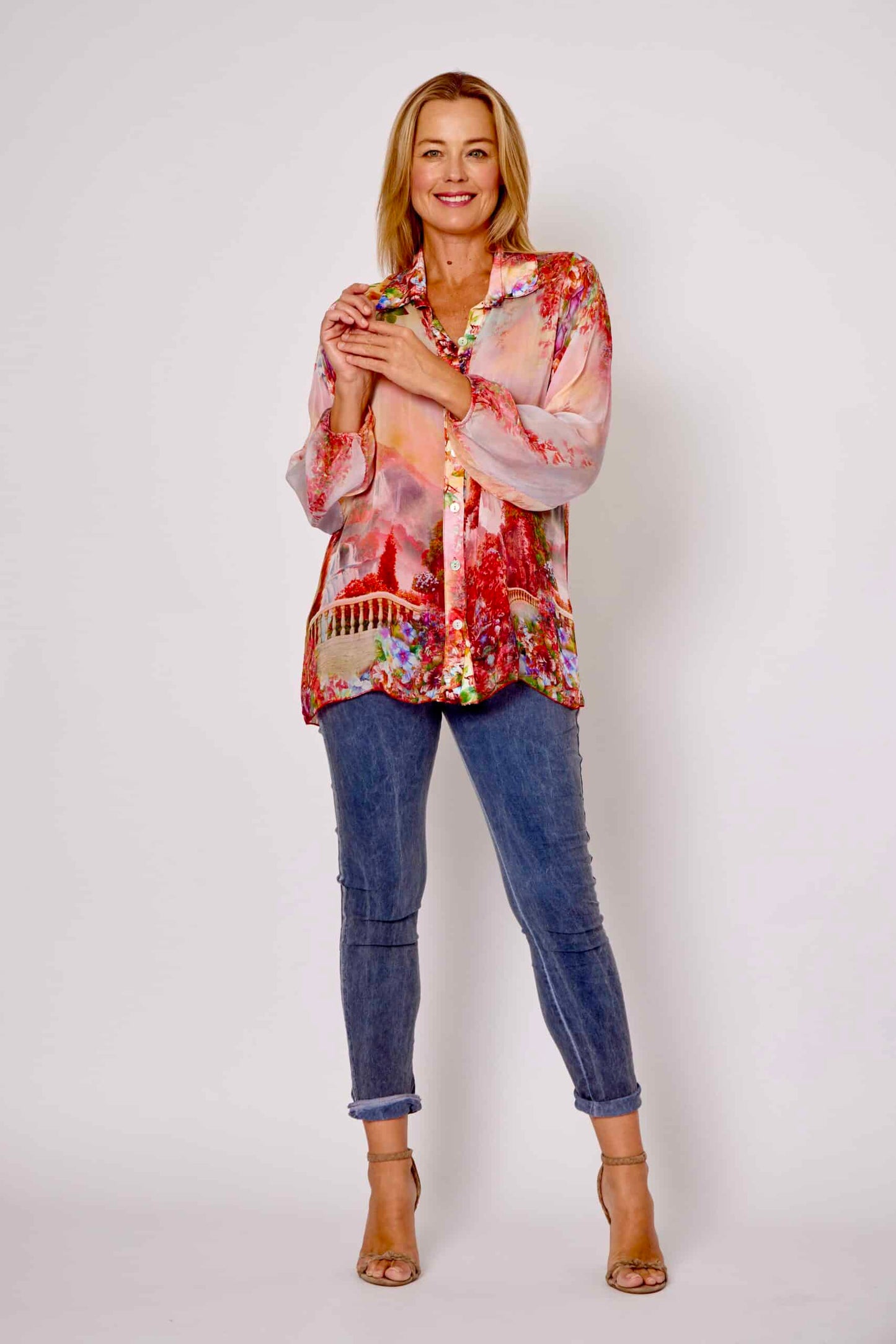 La Strada Patchwork Silk Shirt LSS24-418