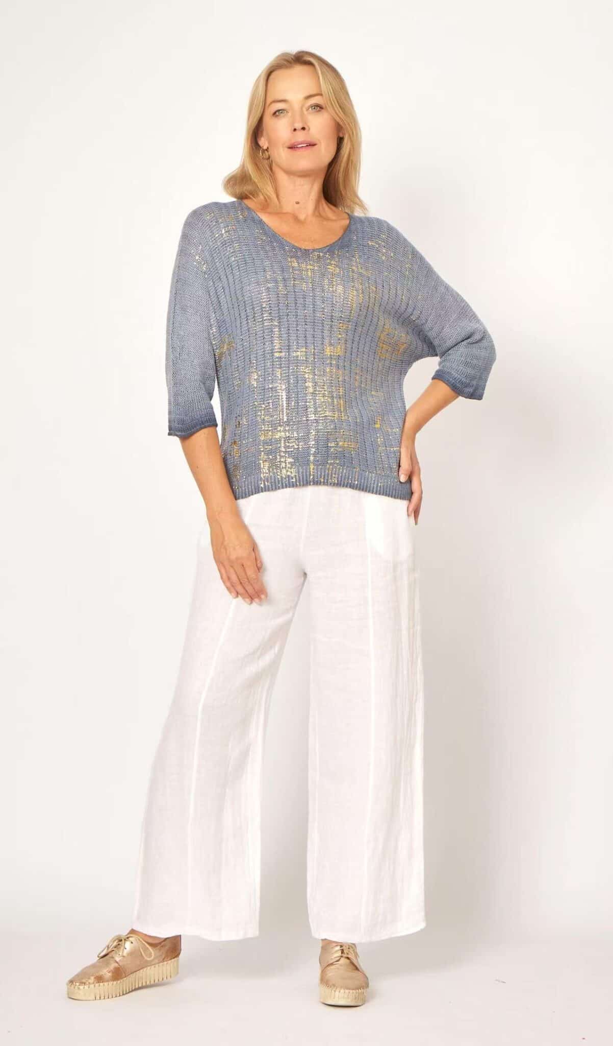 LA STRADA FOILED KNITTED TOP