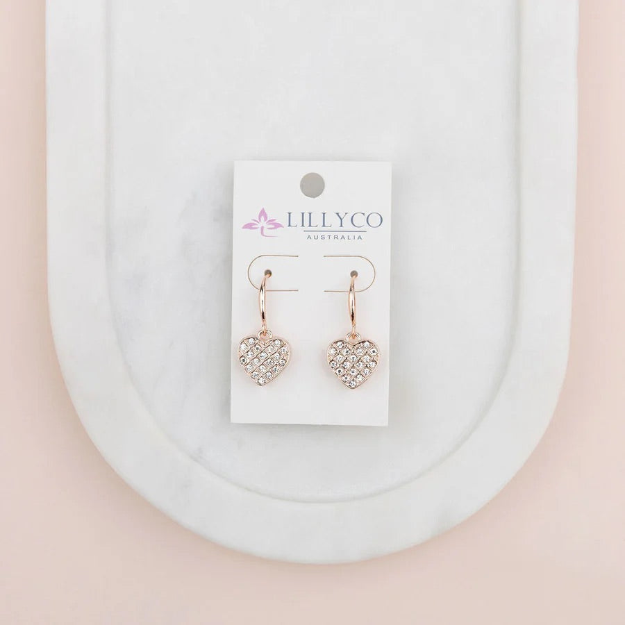 LillyCo Crystal Bling Heart Earring 363