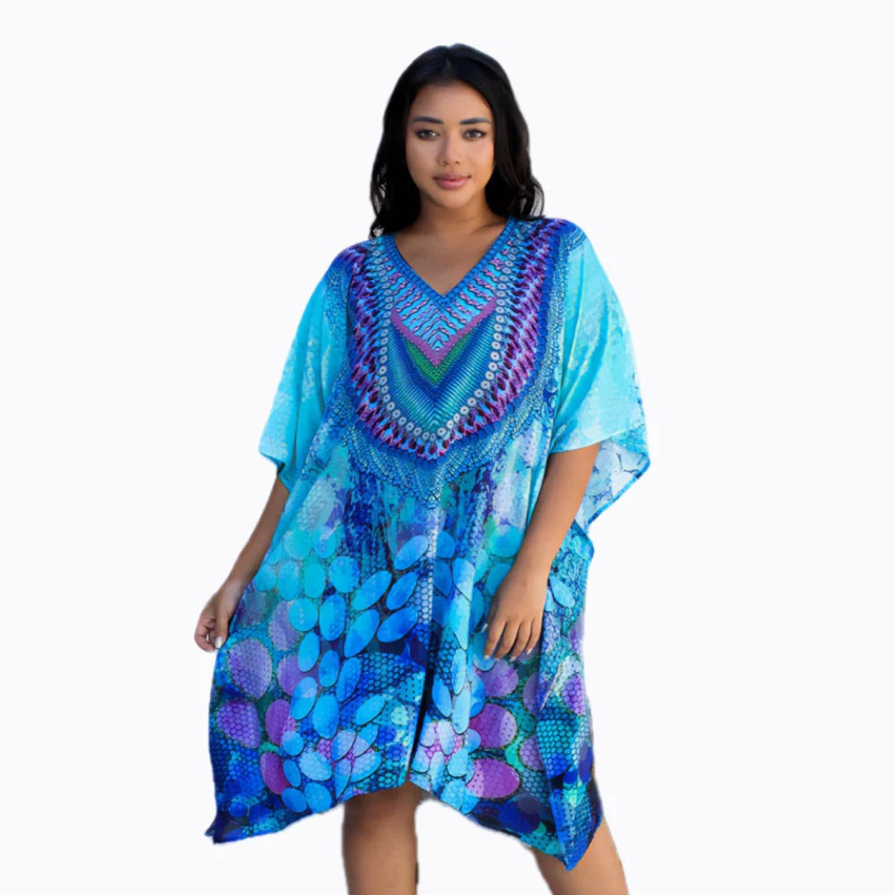 Claire Powell Kaftan Short Cover Up Dress