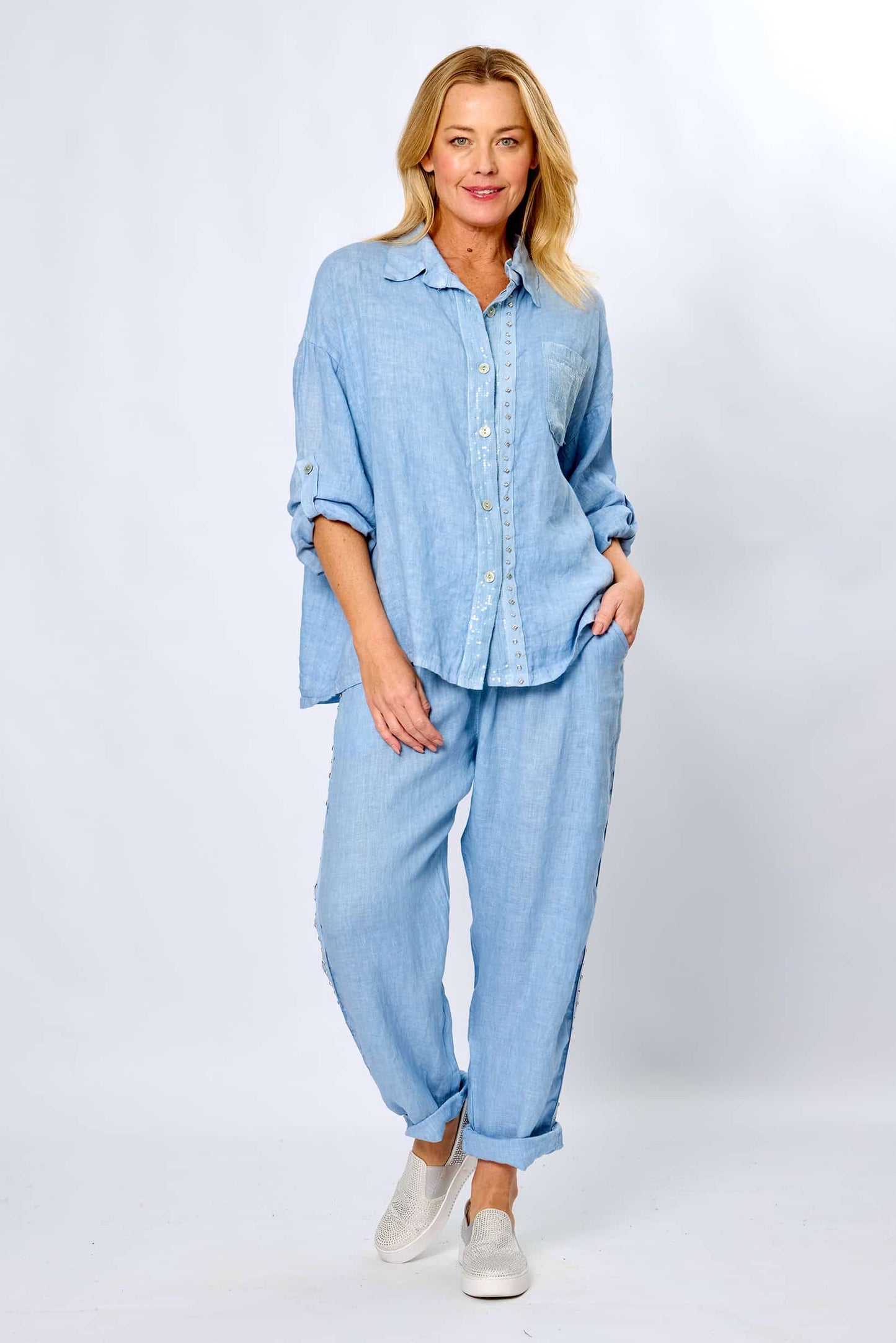 La Strada Bling Trim Shirt LSS25-597