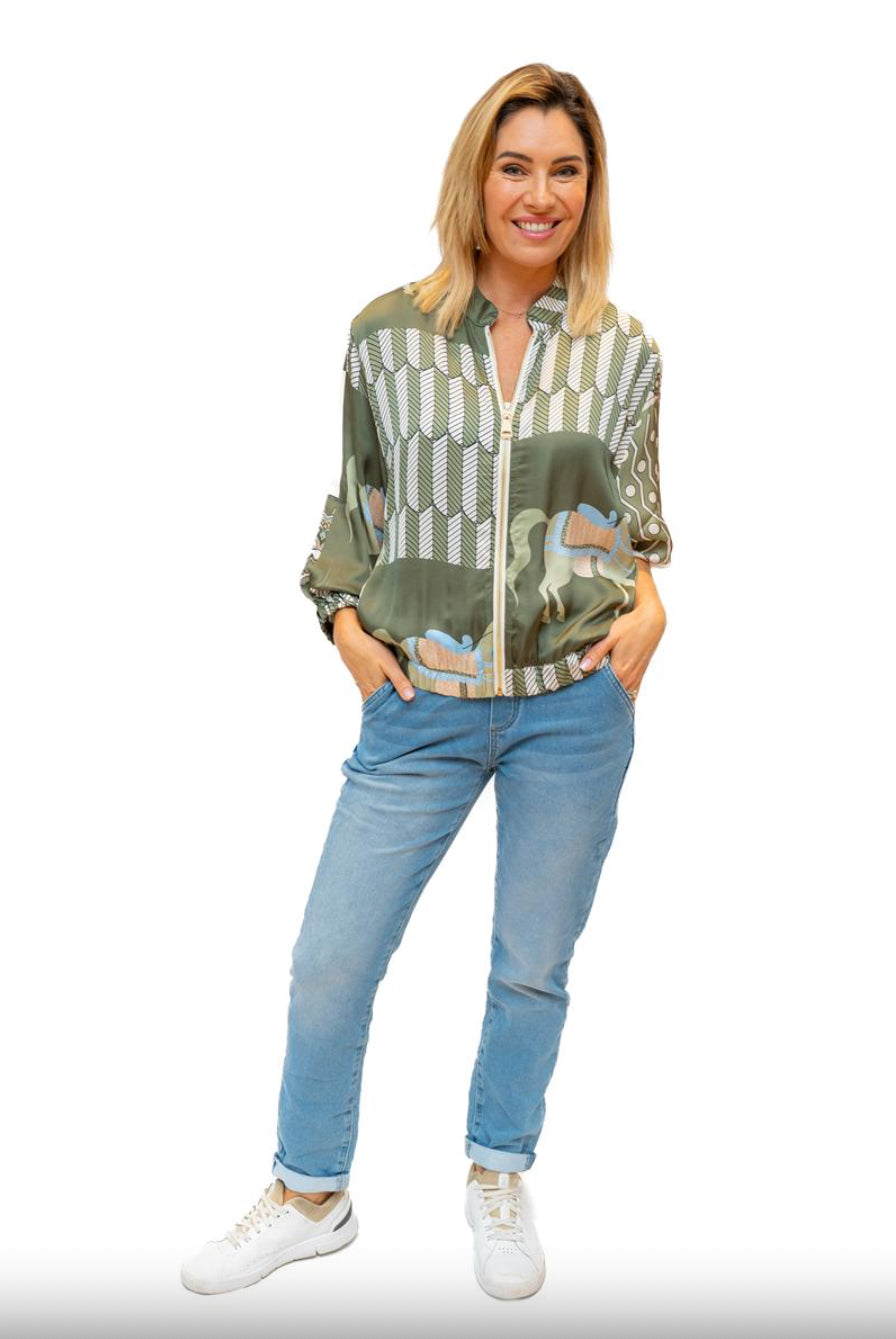 Italian Closet Helen of Troy Silk Bomber Jacket 6612B