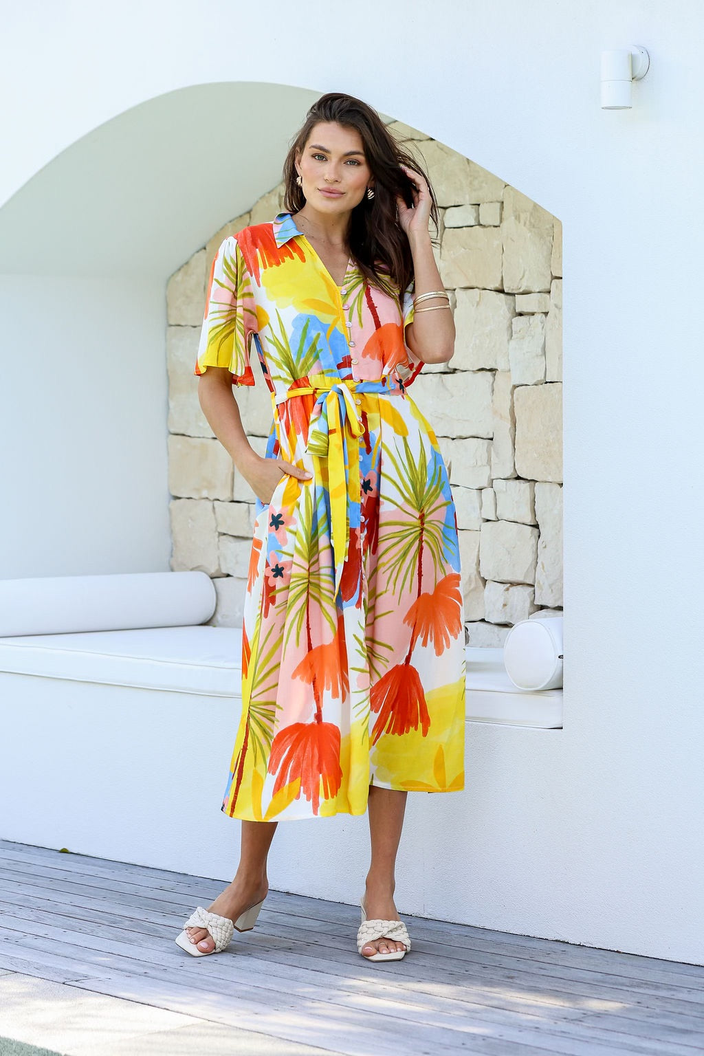 Joop & Gypsy Palm Midi Dress 2062 Joop & Gypsy Palm Midi Dress 2062
