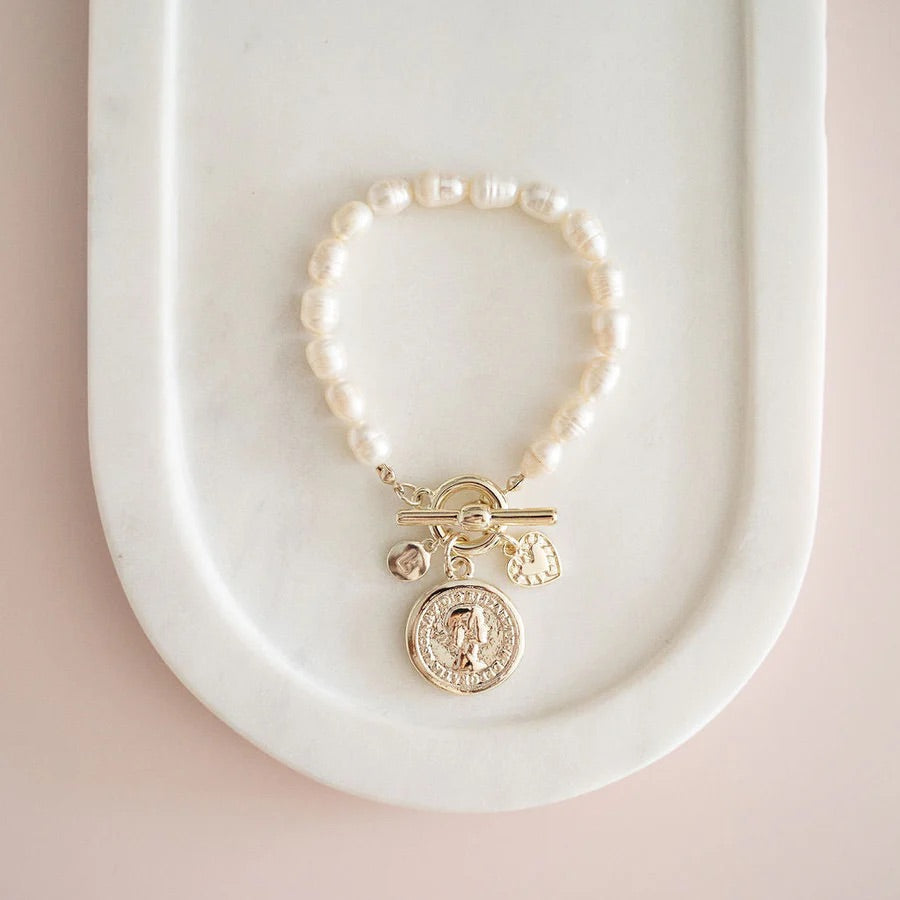 Lilly Co Coin & Pearl Bracelet L1864B