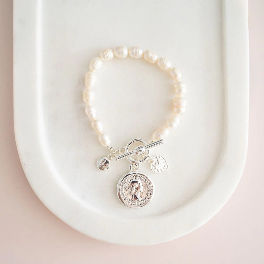 Lilly Co Coin & Pearl Bracelet L1864B