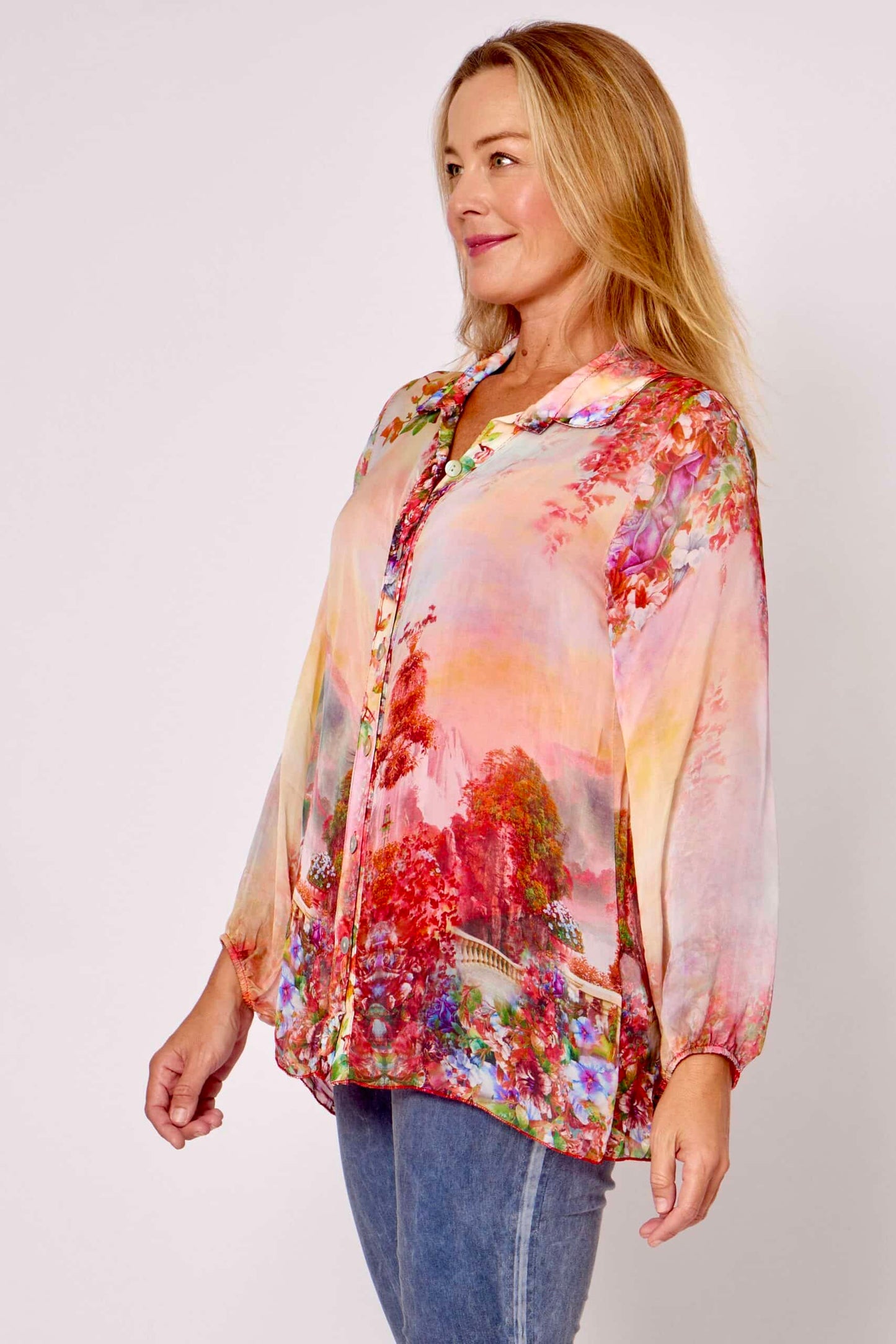 La Strada Patchwork Silk Shirt LSS24-418