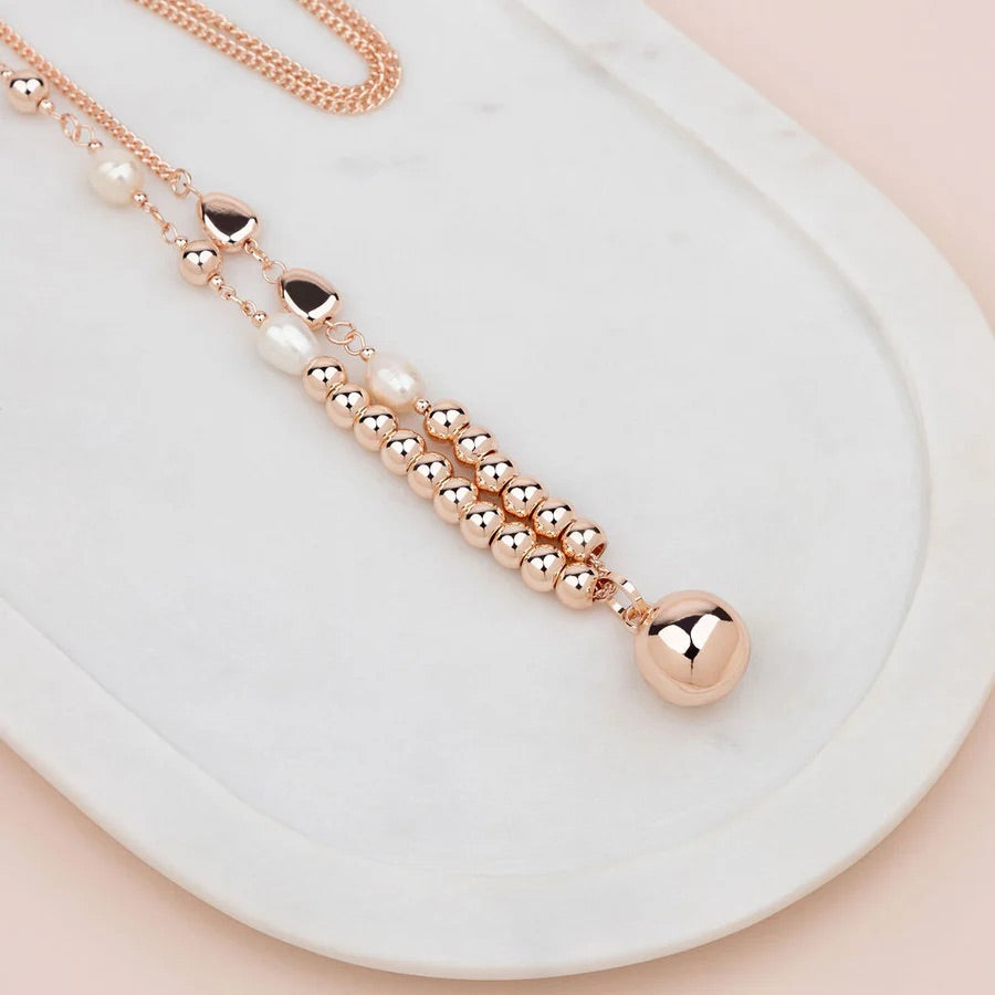 LillyCo Beads & Pearl Ball Necklace L1611