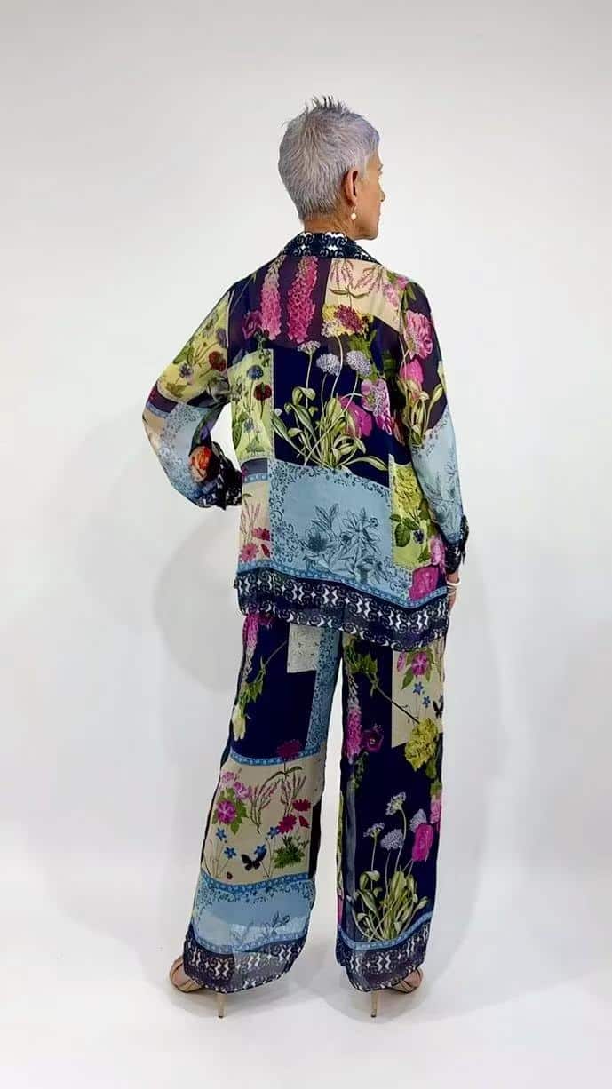 La Strada Patchwork Silk Shirt LSS24-418