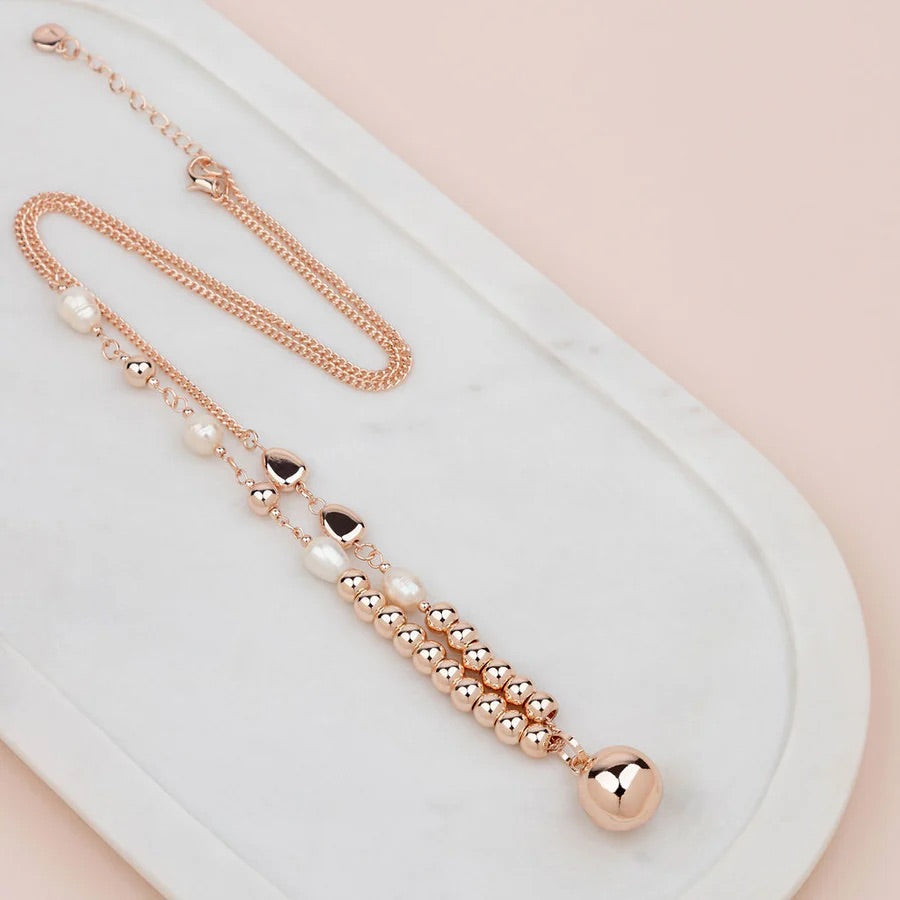 LillyCo Beads & Pearl Ball Necklace L1611