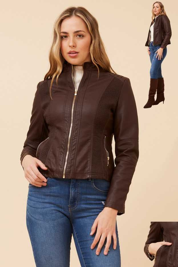Caroline Morgan Faux Leather Jacket J508609