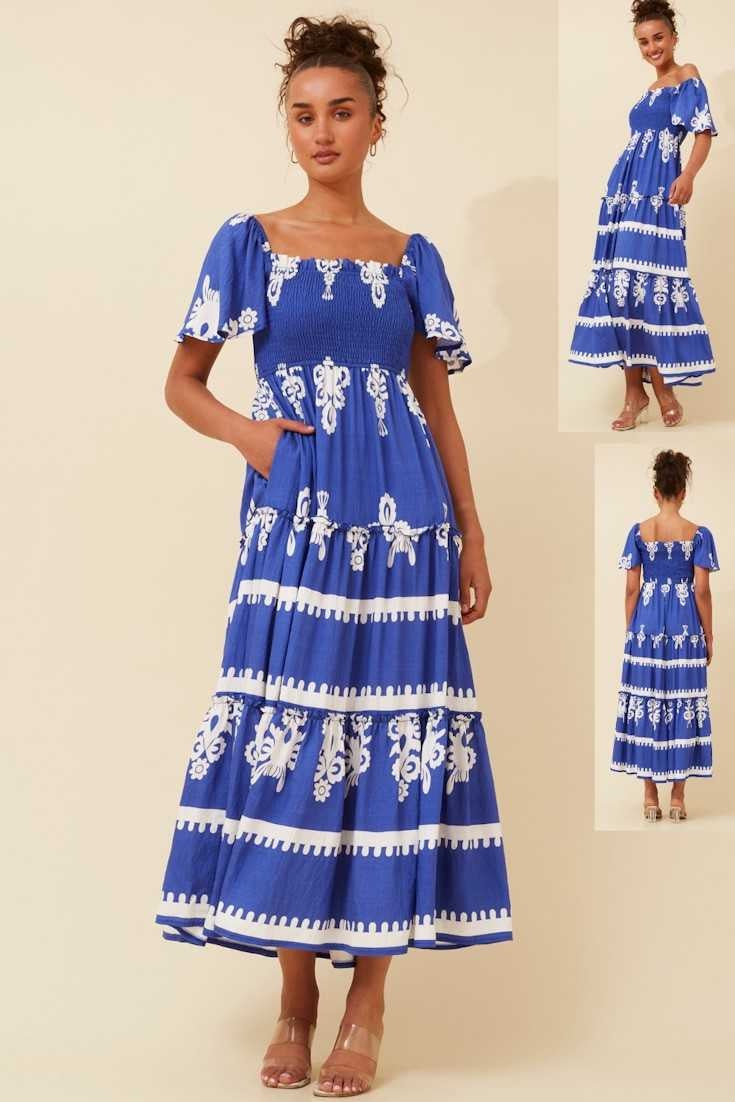 Caroline Morgan Printed Maxi Dress D522257