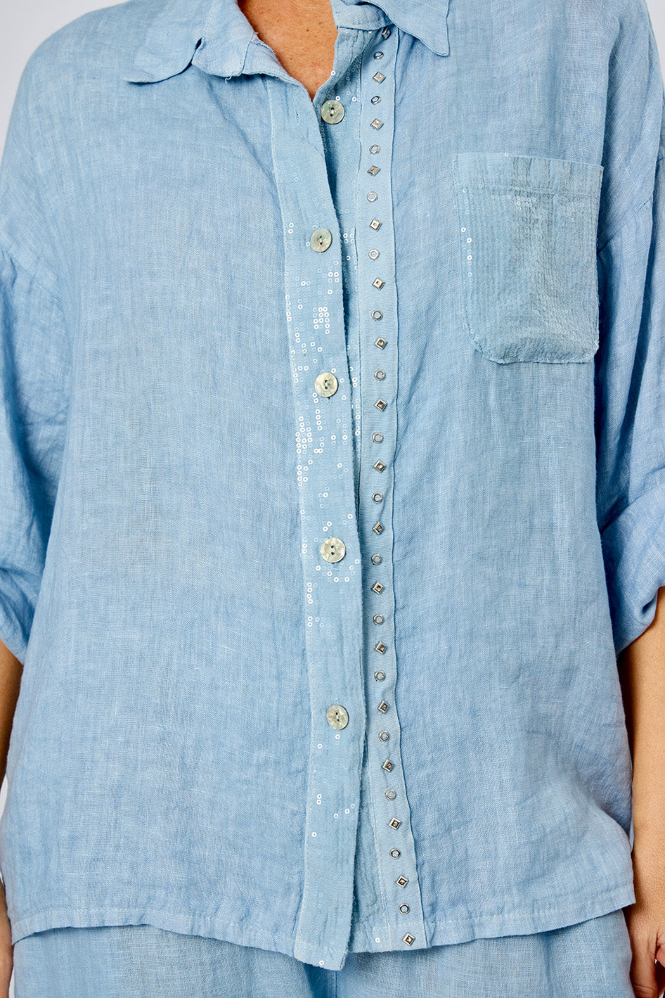 La Strada Bling Trim Shirt LSS25-597