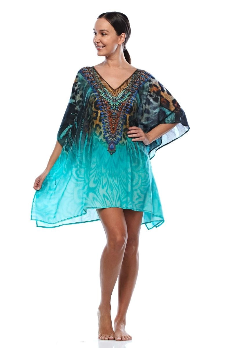 Claire Powell Kaftan Short Cover Up Dress