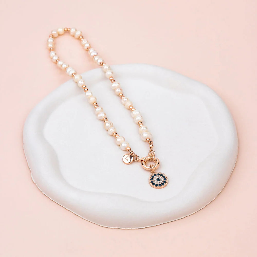 Lilly Co Eye Pendant Pearl Necklace L1932N