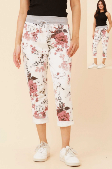 Bottega Moda Floral Print Crop Pants P516404