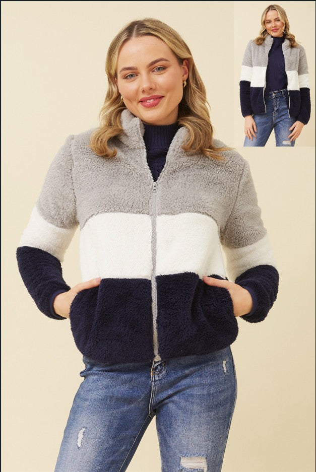 Caroline Morgan Zip Teddy Jacket J517022