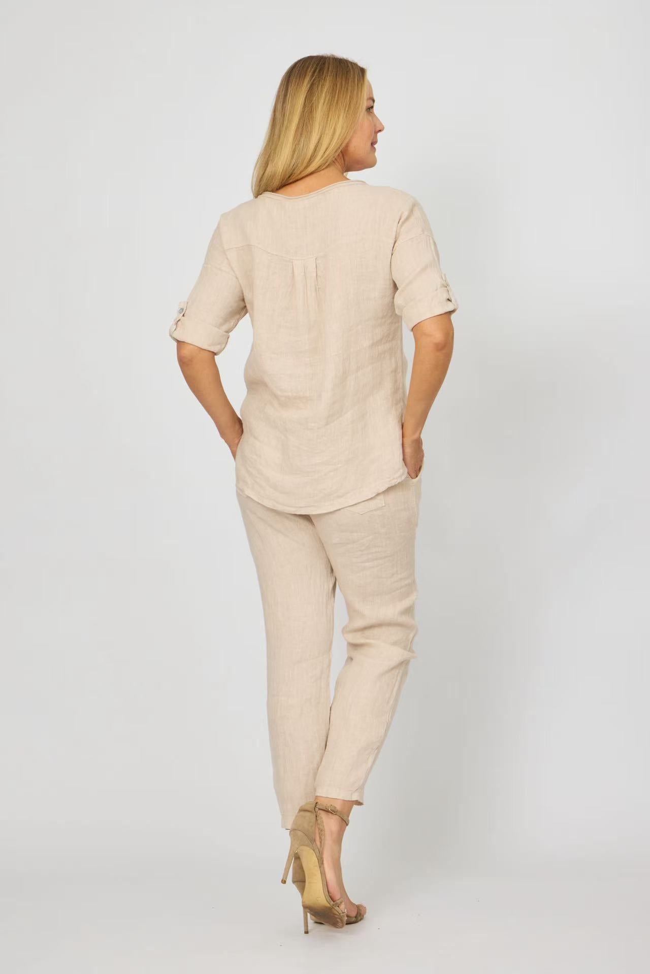 La Strada Linen Patch Top LST25-510