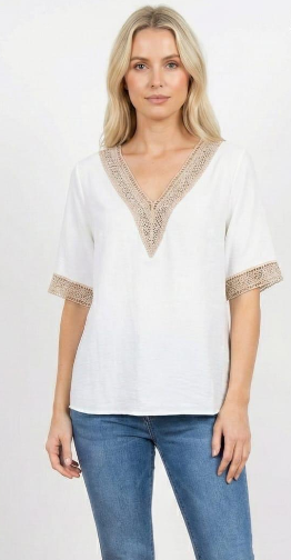 Sambara Crochet V Neck Top AMT20208