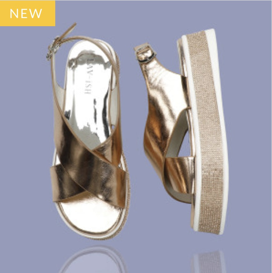 Lavish cross sandal with crystal heel LVSDLX