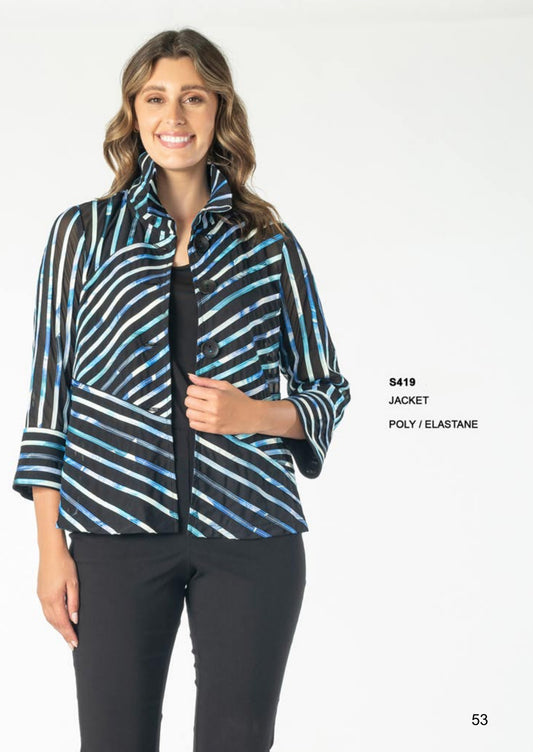 Renoma Stripe Button Up Jacket S419