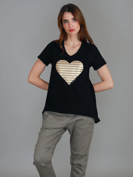 3RD Story Rue Gold Heart Tee 1516-8679