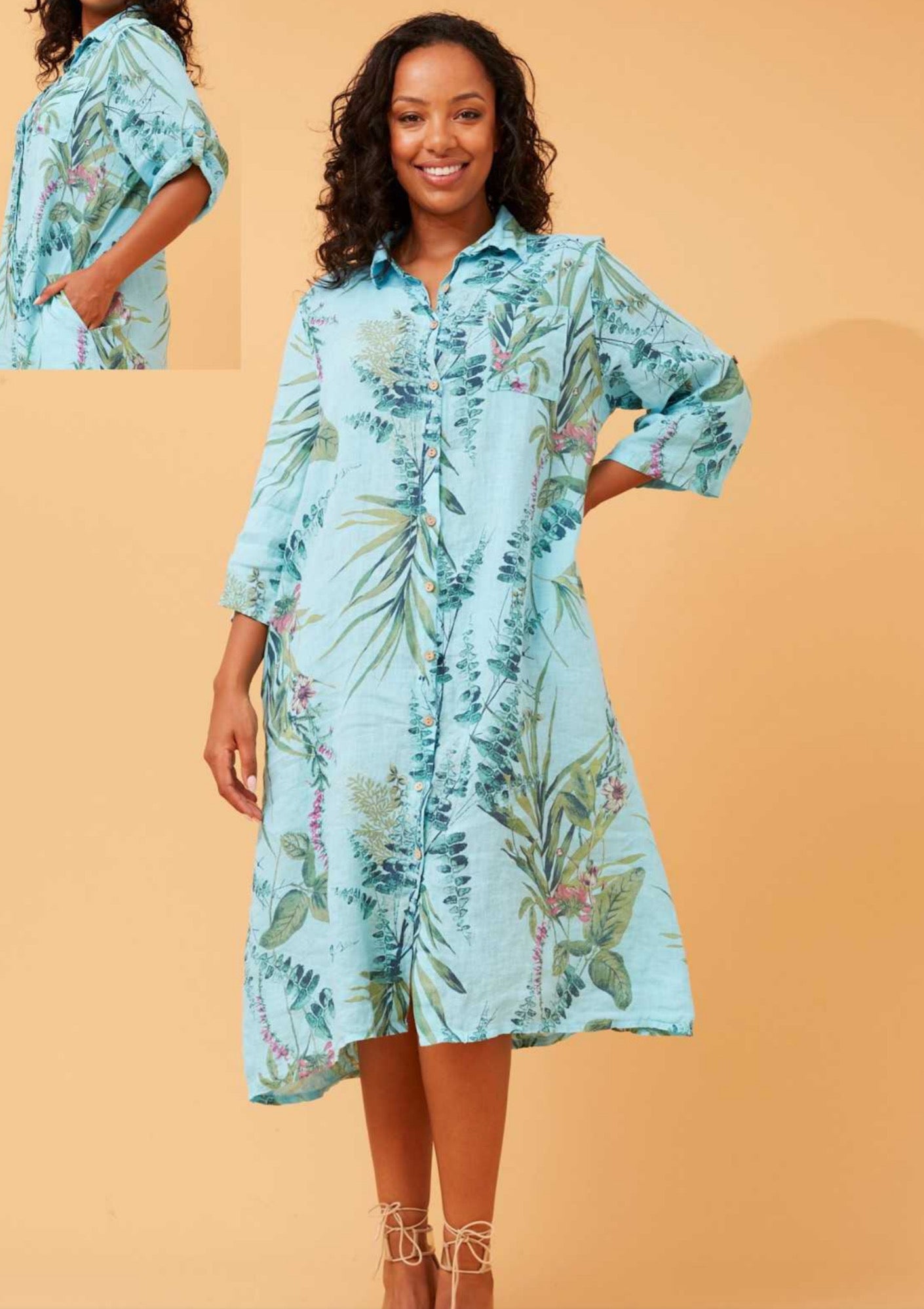 Bottega Moda Printed Linen Dress D519018