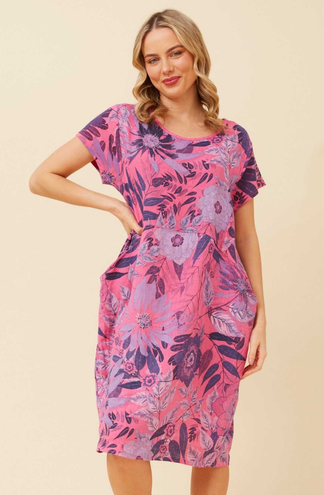 Bottega Moda Printed Linen Dress D519679