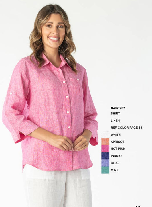 Maglia Linen Button Up Top S407