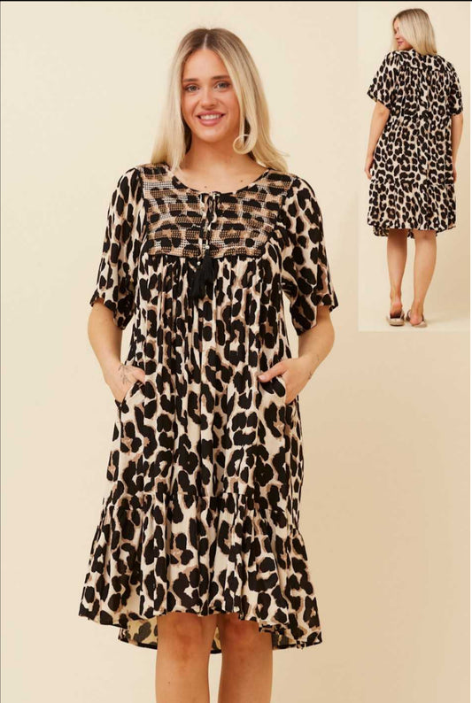 Caroline Morgan Animal Print Babydoll Dress D514748