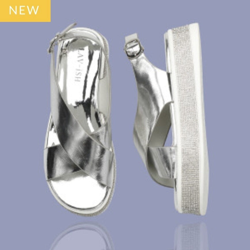 Lavish cross sandal with crystal heel LVSDLX