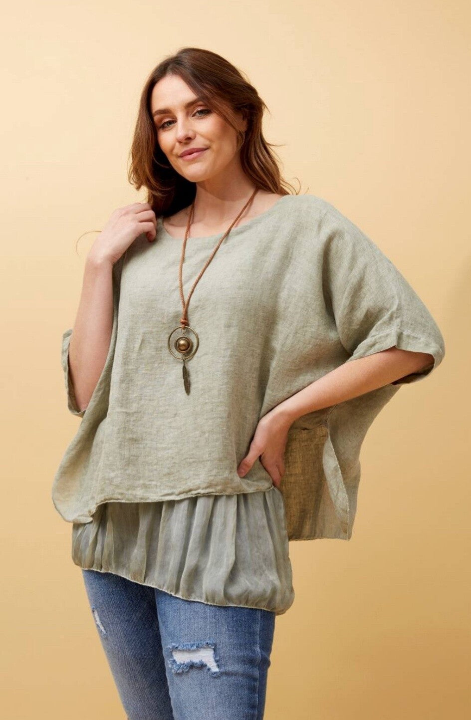 Bottega Moda Layered Top w/ Necklace T161765