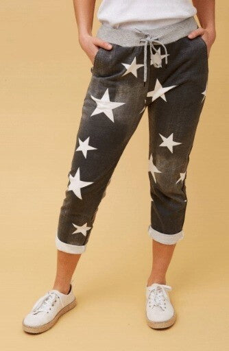 Bottega Moda 7/8 black pant with stars P511636