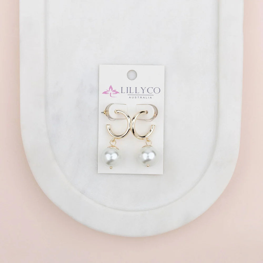 LillyCo  Ring & Drop Pearl Earring SC111E