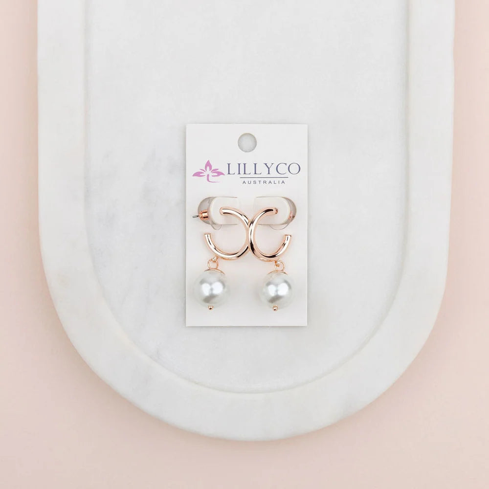 LillyCo  Ring & Drop Pearl Earring SC111E